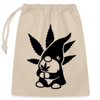 Süßer Hanf Gnom/Zwerg mit Cannabisblatt - Weedlove - Verschließbarer Geschenkbeutel aus Baumwolle (25x30cm) - Natur - Vorne