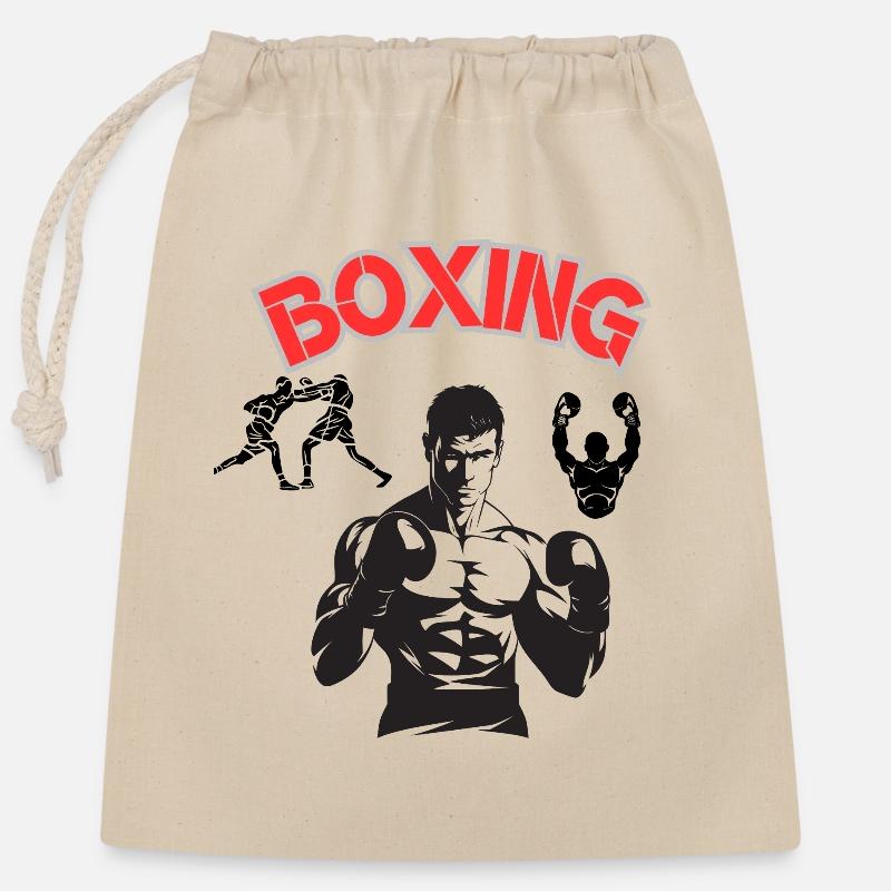 Boxe - Sac cadeau en coton avec cordon (25 x 30 cm) - nature