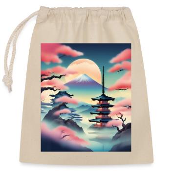 Belle vue japonaise - Sac cadeau en coton avec cordon (25 x 30 cm) - nature - Devant
