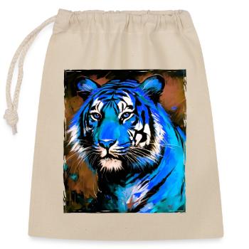 Tiger Porträt - Verschließbarer Geschenkbeutel aus Baumwolle (25x30cm) - Natur - Vorne