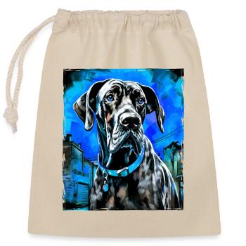 Great Dane Dog Portrait - Closable cotton gift bag (25x30cm) - nature - Front