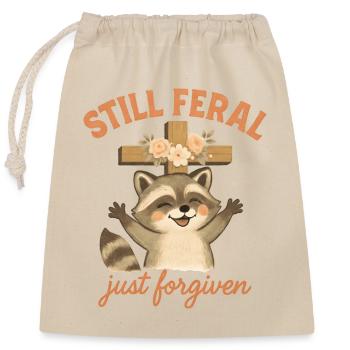 Raccoon Faith Phrase Christian Humor - Closable cotton gift bag (25x30cm) - nature - Front
