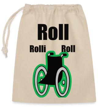 Rollstuhl - Verschließbarer Geschenkbeutel aus Baumwolle (25x30cm) - Natur - Vorne