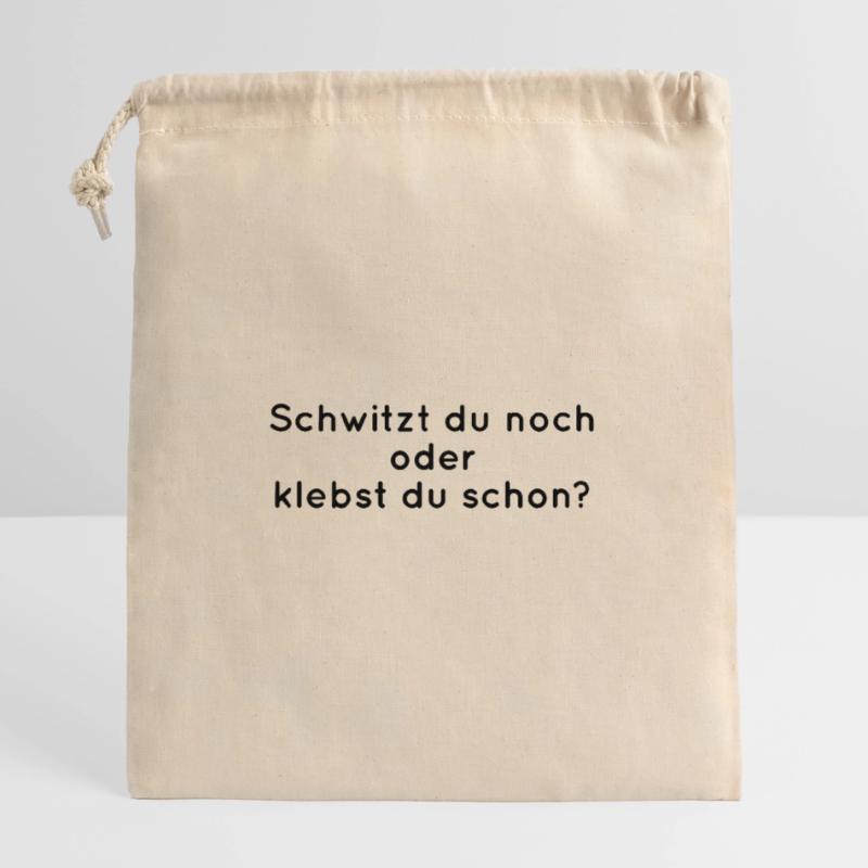 Schwitzen oder Kleben? Verschließbarer Geschenkbeutel aus Baumwolle (25x30cm)