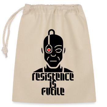 Resistence is futile - Widerstand ist zwecklos - Verschließbarer Geschenkbeutel aus Baumwolle (25x30cm) - Natur - Vorne