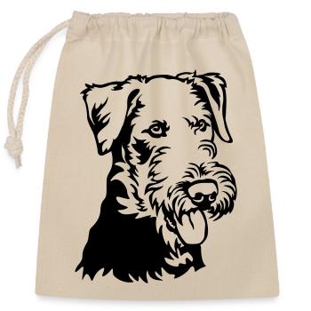 Airedale Terrier Tête - Sac cadeau en coton avec cordon (25 x 30 cm) - nature - Devant