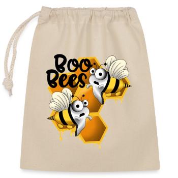 Abeilles boo avec nid d’abeille - Sac cadeau en coton avec cordon (25 x 30 cm) - nature - Devant