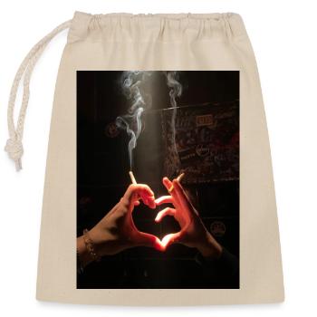 nicotine love - Verschließbarer Geschenkbeutel aus Baumwolle (25x30cm) - Natur - Vorne
