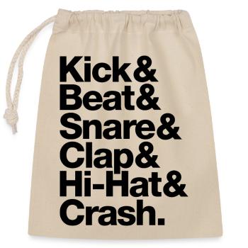 Kick Beat Snare Clap Hi Hat Crash schwarz - Verschließbarer Geschenkbeutel aus Baumwolle (25x30cm) - Natur - Vorne