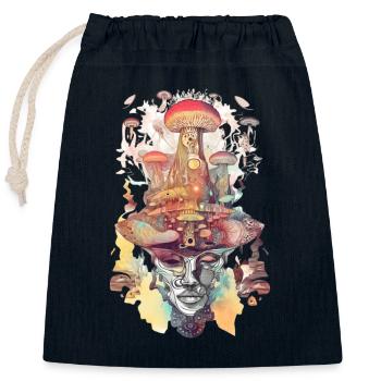 Trippy Shaman - Closable cotton gift bag (25x30cm) - navy - Front