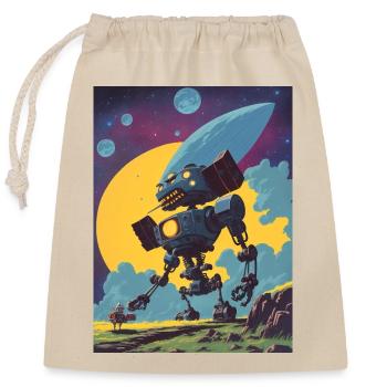 50er Jahre Cartoon - Verrückter Roboter - Sci-Fi - Verschließbarer Geschenkbeutel aus Baumwolle (25x30cm) - Natur - Vorne