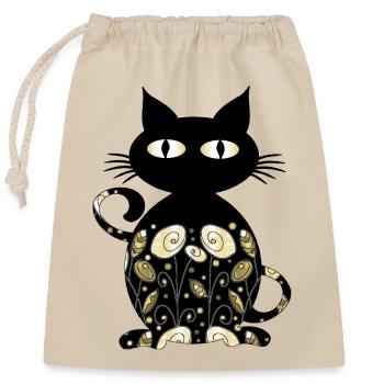 Cat - Closable cotton gift bag (25x30cm) - nature - Front