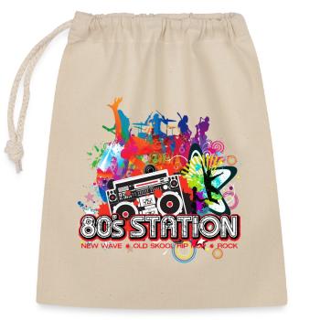 Design Radio 80s Jahre Station - Verschließbarer Geschenkbeutel aus Baumwolle (25x30cm) - Natur - Vorne