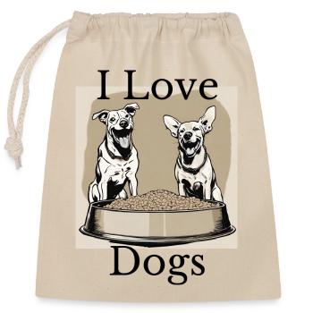 Ich liebe Hunde - Verschließbarer Geschenkbeutel aus Baumwolle (25x30cm) - Natur - Vorne