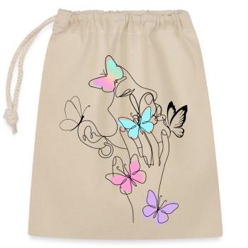 Silhouette visage papillon - Sac cadeau en coton avec cordon (25 x 30 cm) - nature - Devant