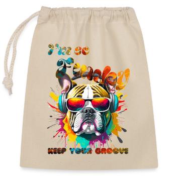 I'm so Funky. keep your groove. Bouledogue - Sac cadeau en coton avec cordon (25 x 30 cm) - nature - Devant