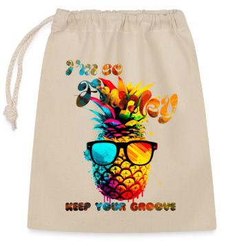 I'm so Funky. keep your groove. Ananas - Sac cadeau en coton avec cordon (25 x 30 cm) - nature - Devant