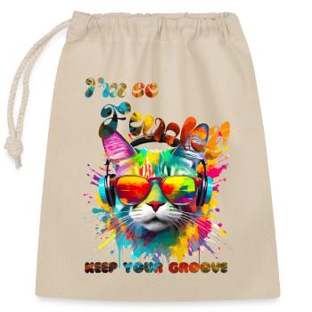 I'm so Funky. Keep your groove. Cat - Closable cotton gift bag (25x30cm) - nature - Front