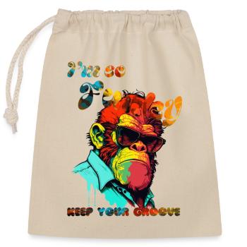 I'm so Funky. keep your groove. Gorille - Sac cadeau en coton avec cordon (25 x 30 cm) - nature - Devant