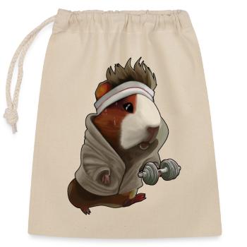 Guinea Pig Sport Design – Funny & Cute - Closable cotton gift bag (25x30cm) - nature - Front