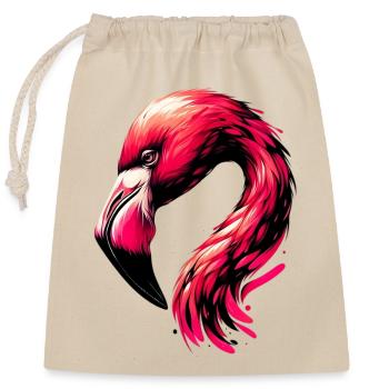 Flamant - Sac cadeau en coton avec cordon (25 x 30 cm) - nature - Devant