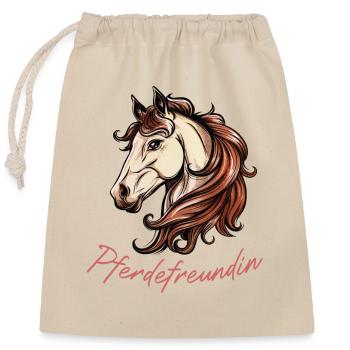 Pferde Freundin, Pferde Fan, Pferde Mädchen - Verschließbarer Geschenkbeutel aus Baumwolle (25x30cm) - Natur - Vorne
