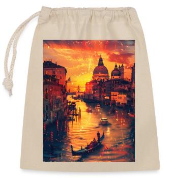 Venezianische Vision: Cyber-Gelassenheit in der Dämmerung - Verschließbarer Geschenkbeutel aus Baumwolle (25x30cm) - Natur - Vorne