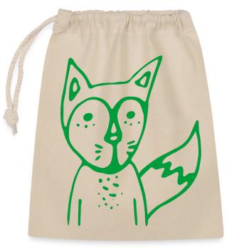 FUCHS green - Verschließbarer Geschenkbeutel aus Baumwolle (25x30cm) - Natur - Vorne