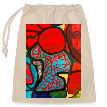 Kunstvolles Design - Verschließbarer Geschenkbeutel aus Baumwolle (25x30cm) - Natur - Vorne