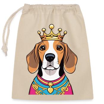 « Têtes couronnées » - Beagle - Sac cadeau en coton avec cordon (25 x 30 cm) - nature - Devant