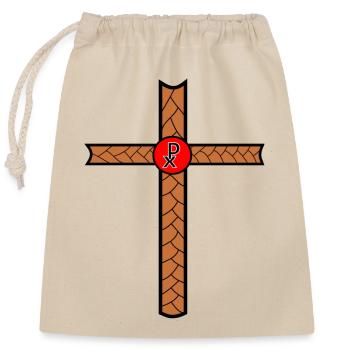 Kreuz PX - Verschließbarer Geschenkbeutel aus Baumwolle (25x30cm) - Natur - Vorne