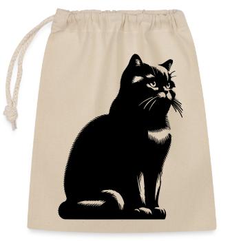 British Shorthair Cat - Closable cotton gift bag (25x30cm) - nature - Front