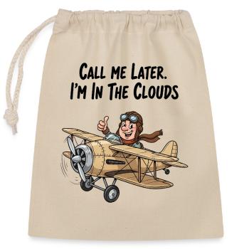 Pilote qui vole haut : Appelez-moi plus tard ! - Sac cadeau en coton avec cordon (25 x 30 cm) - nature - Devant