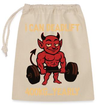 Je peux soulever 400 kg - par an, Funny Gym Meme Tees - Sac cadeau en coton avec cordon (25 x 30 cm) - nature - Devant
