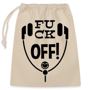 Humorous Headphone Artwork Featuring Unique Text a - Sac cadeau en coton avec cordon (25 x 30 cm) - nature - Devant