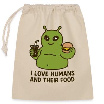 Un gastronome extraterrestre aime les humains - Sac cadeau en coton avec cordon (25 x 30 cm) - nature - Devant