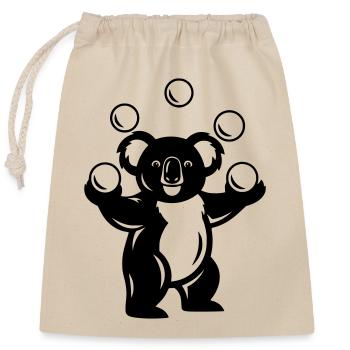 Koala jongliert Bälle Cartoon Illustration - Verschließbarer Geschenkbeutel aus Baumwolle (25x30cm) - Natur - Vorne
