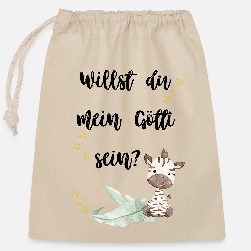 Willst du mein Götti sein?  - Verschließbarer Geschenkbeutel aus Baumwolle (25x30cm) - Natur