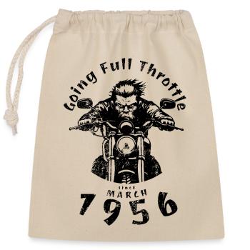 70. Geburtstag Going Full Throttle Since 03/1956 - Verschließbarer Geschenkbeutel aus Baumwolle (25x30cm) - Natur - Vorne