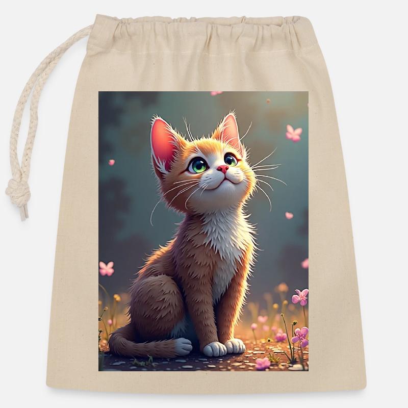 chaton_mignon - Verschließbarer Geschenkbeutel aus Baumwolle (25x30cm) - Natur