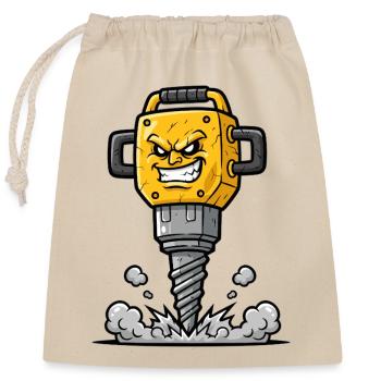 Wütender Bohrer Cartoon mit Explosion - Verschließbarer Geschenkbeutel aus Baumwolle (25x30cm) - Natur - Vorne