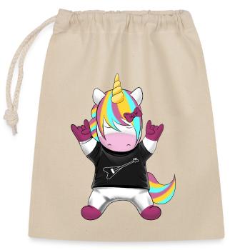 Rock Arc-en-ciel Licorne - Sac cadeau en coton avec cordon (25 x 30 cm) - nature - Devant
