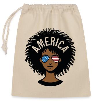 America Afro - Closable cotton gift bag (25x30cm) - nature - Front