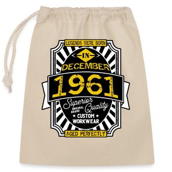 1961 DECEMBER - Closable cotton gift bag (25x30cm) - nature - Front