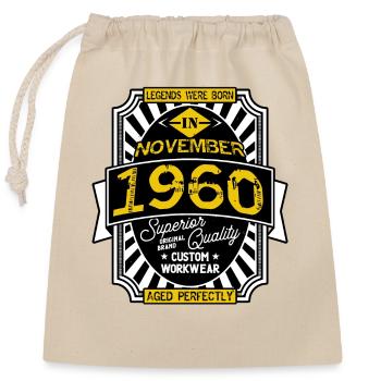 1960 NOVEMBER - Sac cadeau en coton avec cordon (25 x 30 cm) - nature - Devant