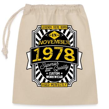1978 NOVEMBER - Sac cadeau en coton avec cordon (25 x 30 cm) - nature - Devant