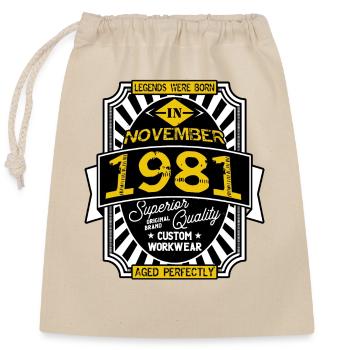 1981 NOVEMBER - Sac cadeau en coton avec cordon (25 x 30 cm) - nature - Devant