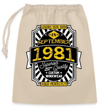 1981 SEPTEMBER - Closable cotton gift bag (25x30cm) - nature - Front