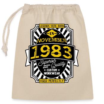 1983 NOVEMBER - Sac cadeau en coton avec cordon (25 x 30 cm) - nature - Devant