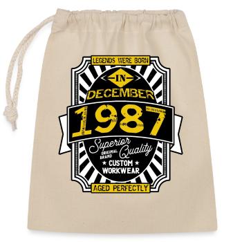 1987 DECEMBER - Sac cadeau en coton avec cordon (25 x 30 cm) - nature - Devant